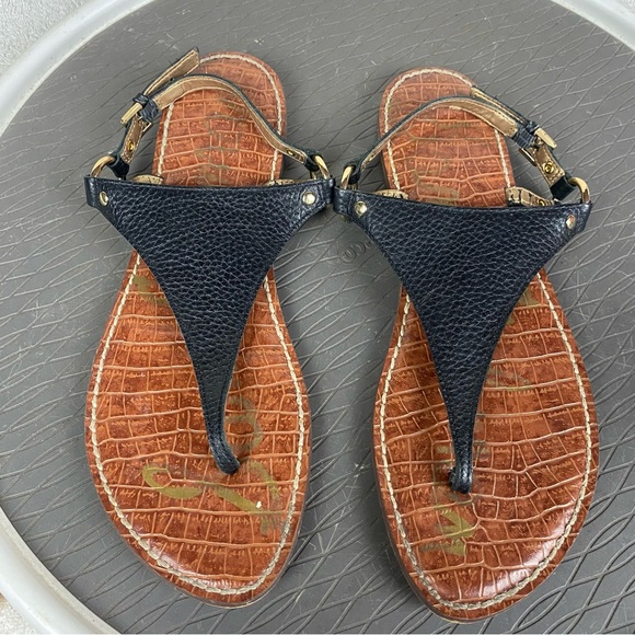 Black Leather Women's Sandals - Picture 8 of 16